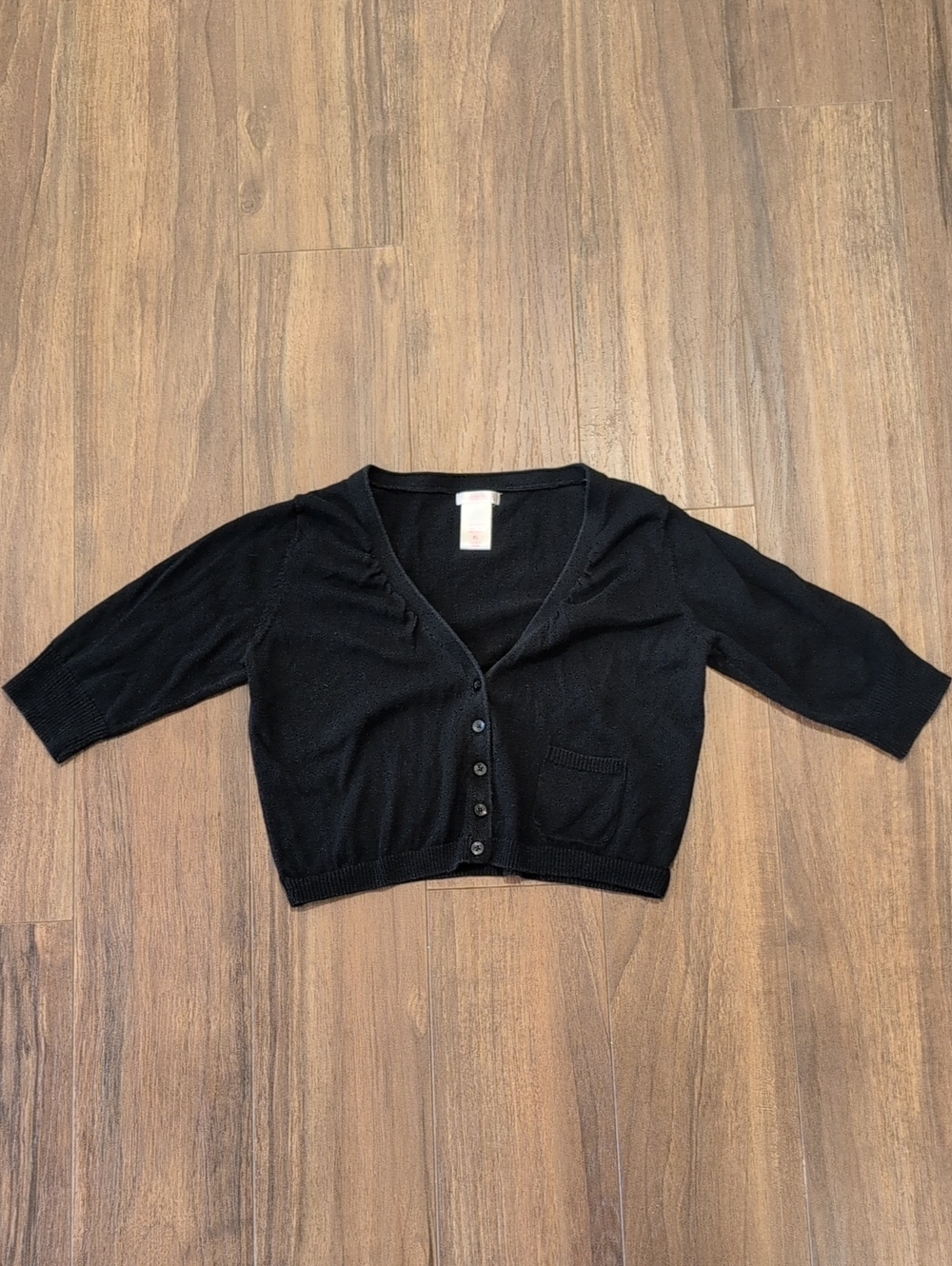 Black Y2K Cropped Button Cardigan